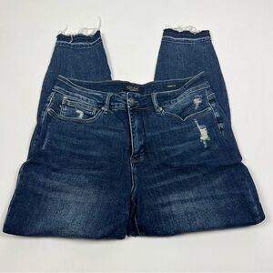 Judy Blue Skinny Fit Jeans Distressed Hem Dark Wash Size 18W